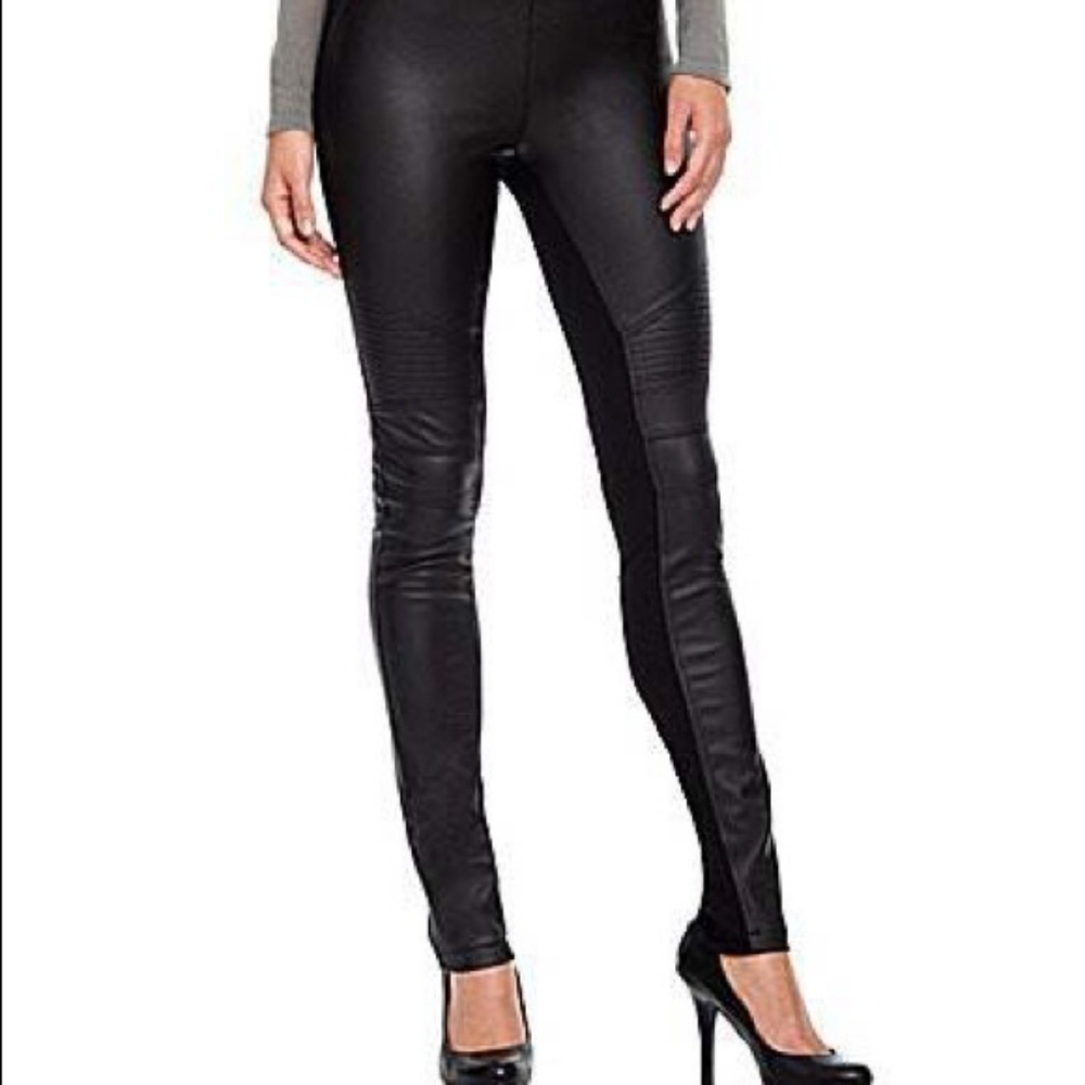 Gianni Bini Faux Leather Black Leggings EUC